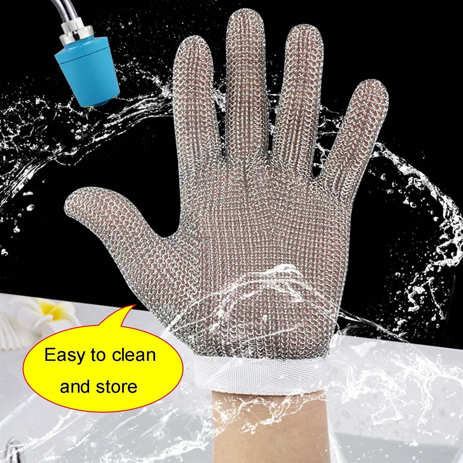 Stainless Steel Cut Resistant Gardening Gloves - Heavy Duty Safety Work Gloves for Outdoor, Butcher, Kitchen & Garden Use - Durable, Easy to Clean Protective Gloves (2-Pack, Size L) - Perfect for Landscaping, Food Prep & DIY Projects
