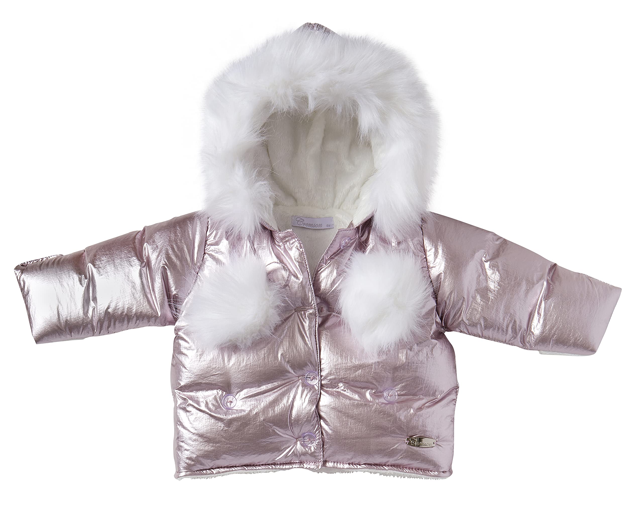 **Cremson Girls & Boys Newborn Baby Puffer Snowsuit Bunting Set - Rose Metallic 2-Piece (0-6 Months) | Warm Winter Outfit for Infants | Perfect for Stroller Walks, Outdoor Play & Cold Weather**