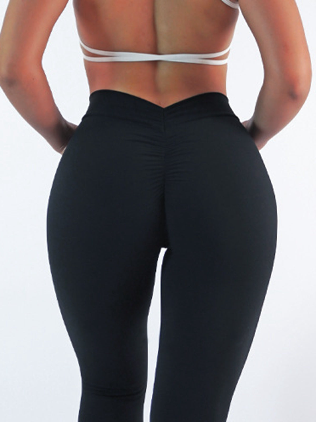 ZASUWA Women's Scrunch Butt Lifting High Waisted Leggings - Deep V Back Yoga Pants for Workout, Gym & Everyday Wear