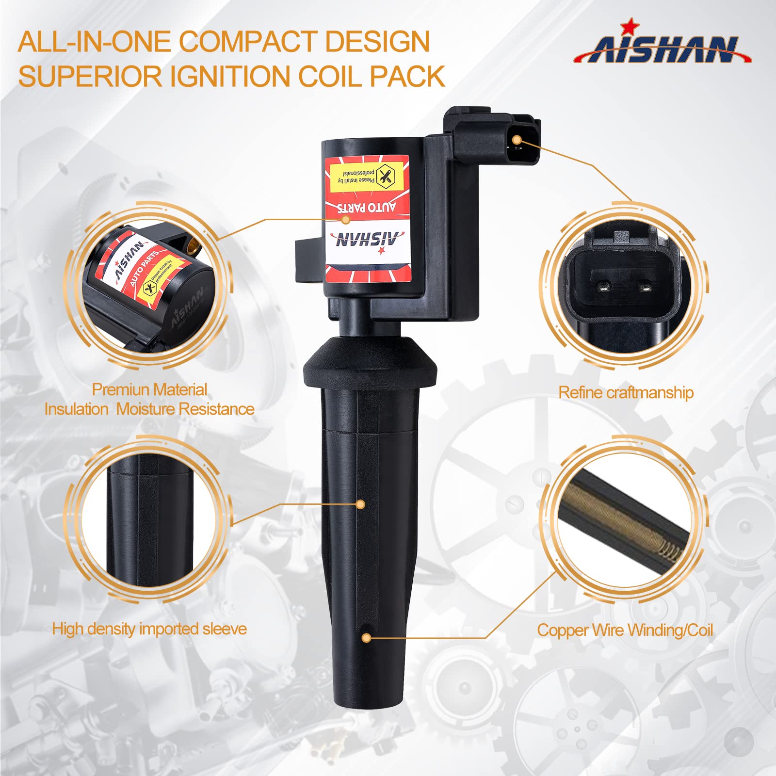 4-Pack Ignition Coil Set Compatible with Ford Escape, Focus, Fusion, Transit Connect, Mercury Mariner 2003-2013 2.0L 2.3L 2.5L Engines | Replacement for FD505, DG541, DG507 | Improves Engine Performance & Fuel Efficiency