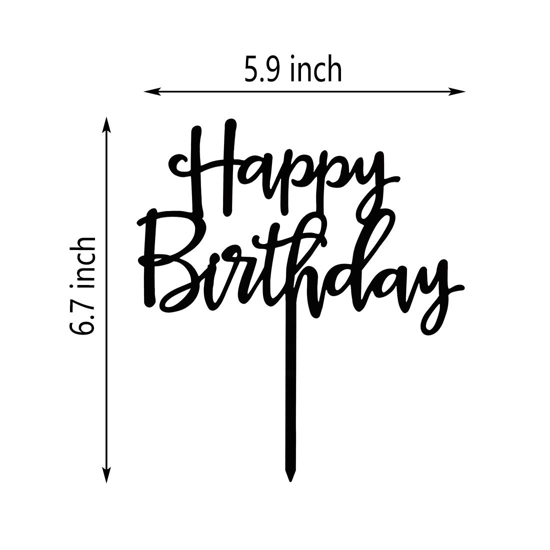 Happy Birthday Cake Topper - Elegant Black Acrylic Party Decorations for Birthday Cakes | Perfect for Wedding, Anniversary & Celebration Cakes