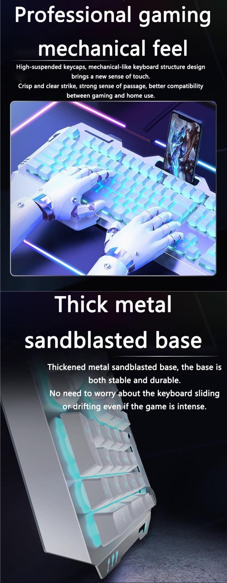 RGB Gaming Keyboard and Mouse Combo with Wired USB Mechanical Switches, Rainbow Backlit for PC - Perfect for Office Work, Beginner Gamers & Professional Gaming Setups