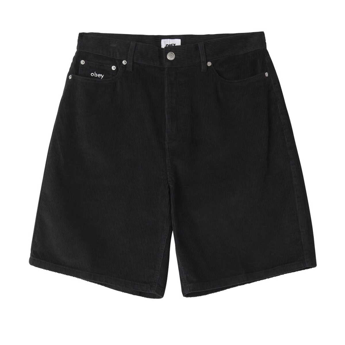 BigWig Baggy Corduroy Shorts for Men - Digital Black Casual Comfort Stretch Fit - Perfect for Streetwear, Lounge & Summer Outfits
