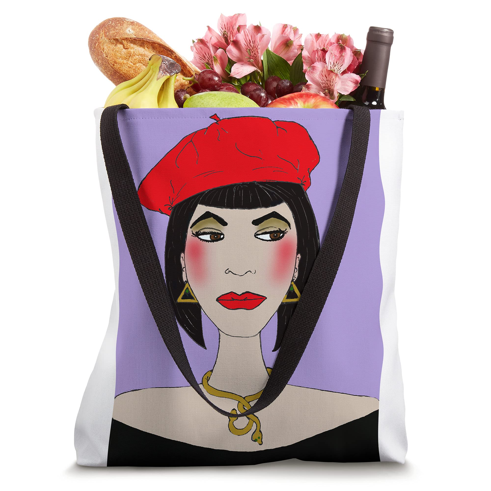Stylish Red Beret Tote Bag for Women - Fashionable Canvas Shoulder Bag with Leather Straps - Perfect for Work, Travel, and Everyday Use