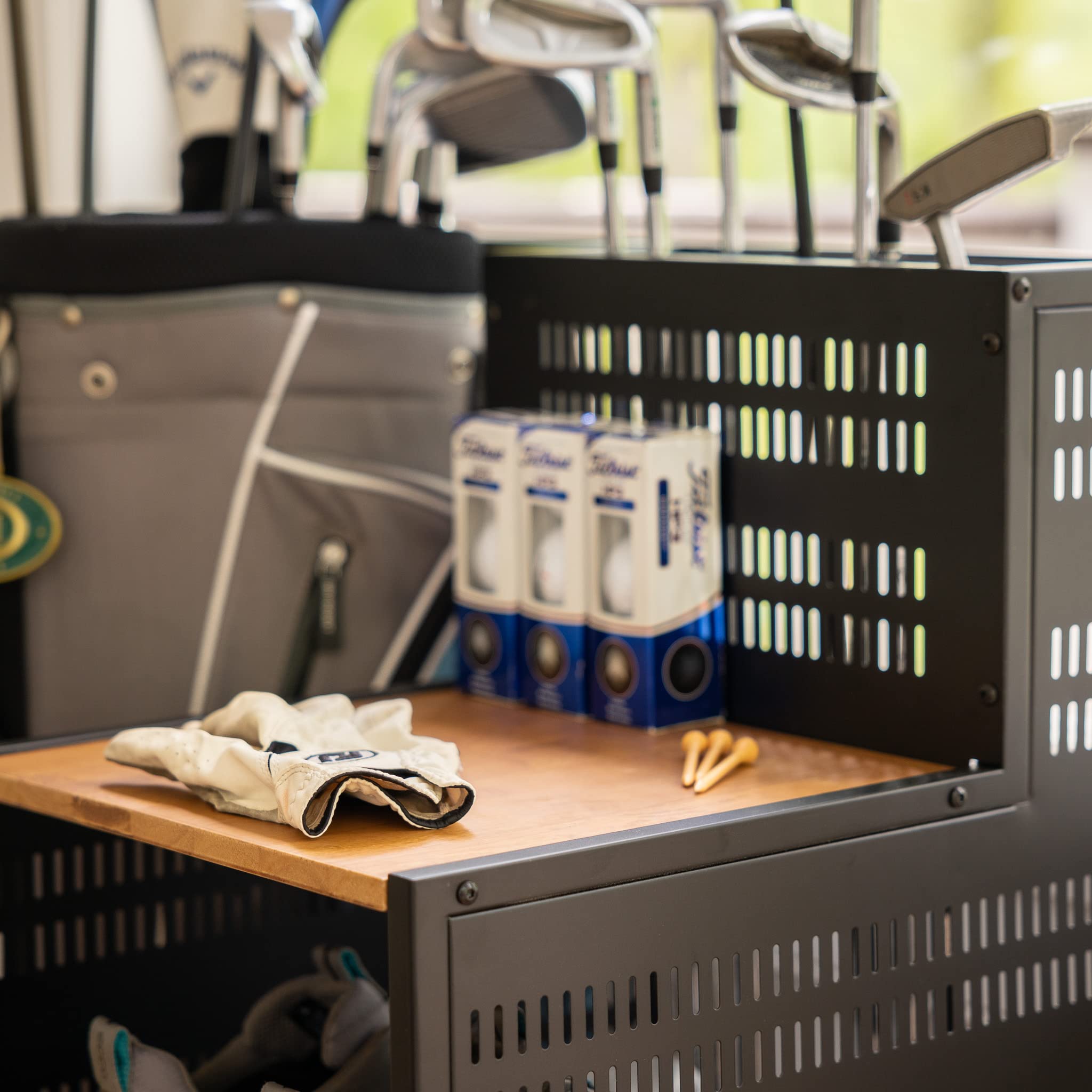 **Premium Teal Triangle Golf Club Organizer - Heavy Duty Freestanding Garage Storage for Golf Bags, Clubs & Accessories - Ideal Golf Gift for Men - Perfect for Home, Garage & Golf Course Storage**