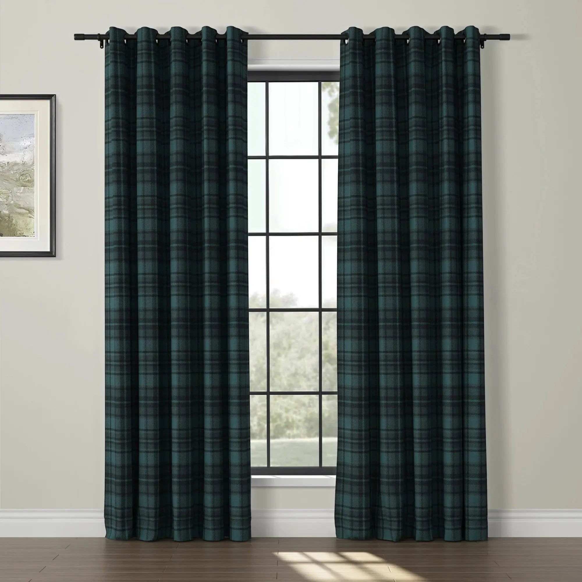 Sara Le Print Linen Drapery Grommet Curtains - Elegant Window Treatments for Living Room & Bedroom - Home Decor Blackout Drapes for Privacy & Light Control