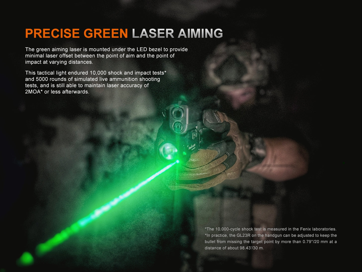Fenix GL23R Tactical Green Laser Flashlight - High-Power 532nm Beam for Hunting, Airsoft & Outdoor Adventures