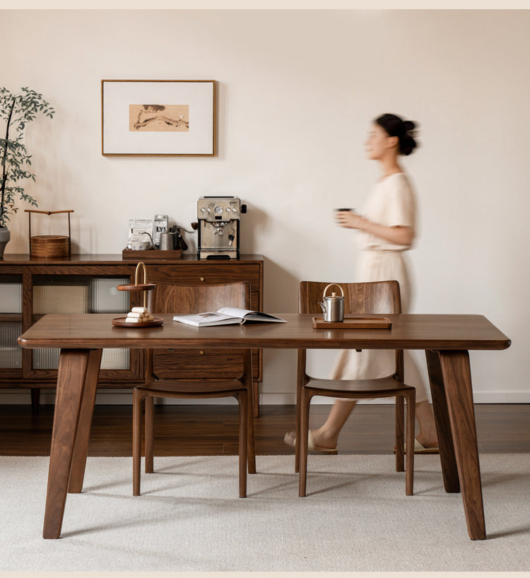 Premium Black Walnut and Ash Wood Large Dining Table - 8 Seater Long Farmhouse Table for Dining Room, Kitchen, and Entertaining