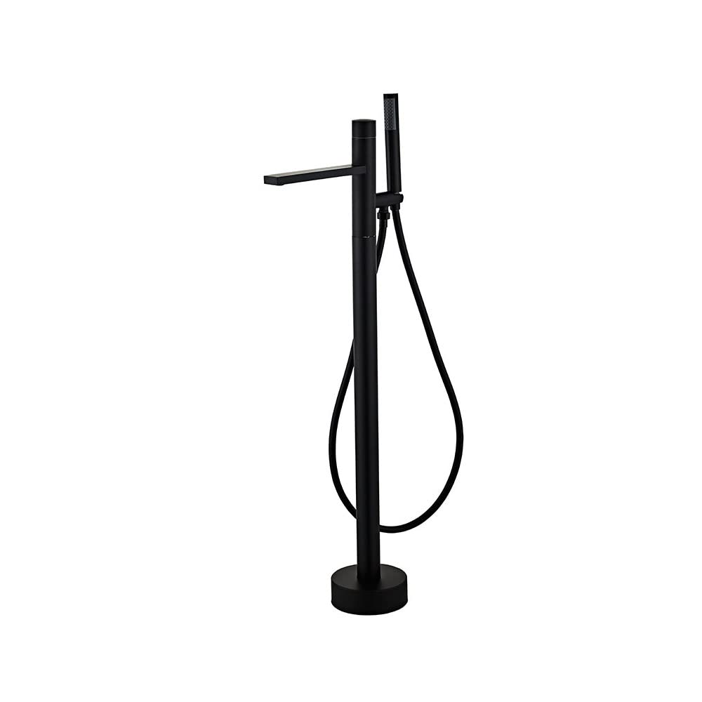 Premium Black Floor Mount Bathtub Faucet with Handheld Shower Mixer - Modern Tub Filler for Bathroom & Shower - Perfect for Spa-Like Relaxation and Luxury Bathing Experience