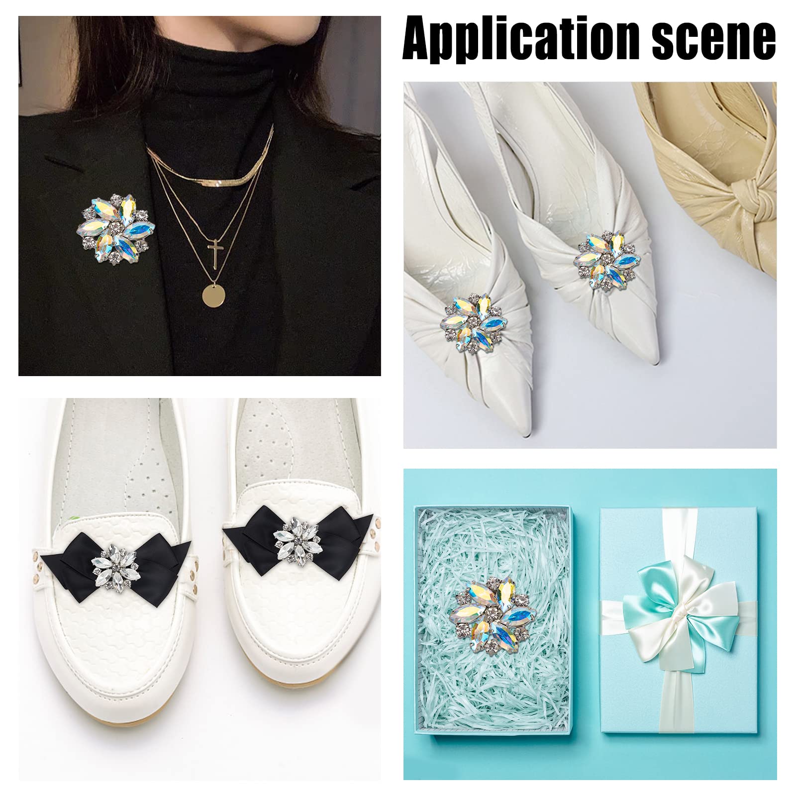 Elegant Rhinestone Shoe Clips - 4 Pack Alloy Flower Crystal Buckle Clips for Women's Shoe Decoration, Wedding & Party Accessories | Perfect for Bridal Shoes, Prom, Evening Dresses and Special Occasions
