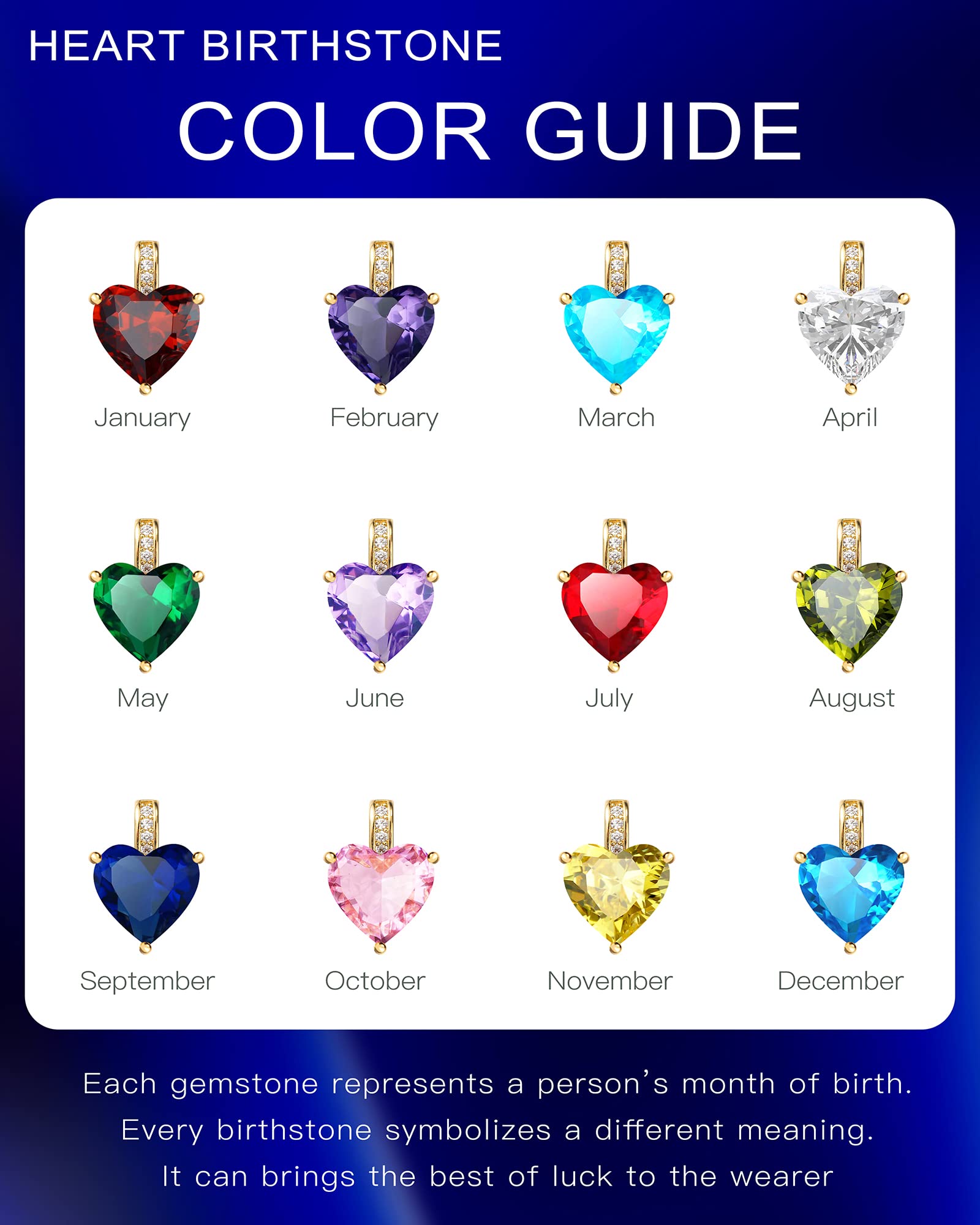 Genuine Birthstone Necklace for Women - Heart Pendant Love Jewelry, Personalized Birthday Gift for Her, Mother's Day Present - Perfect for Anniversaries, Valentine's Day & Special Occasions