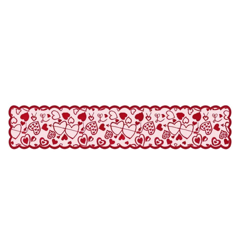 LIZHOUMIL Lace Love Heart Table Runner - Elegant Valentine's Day, Wedding, Christmas Party Table Decoration - Perfect for Romantic Dinners & Holiday Festivities