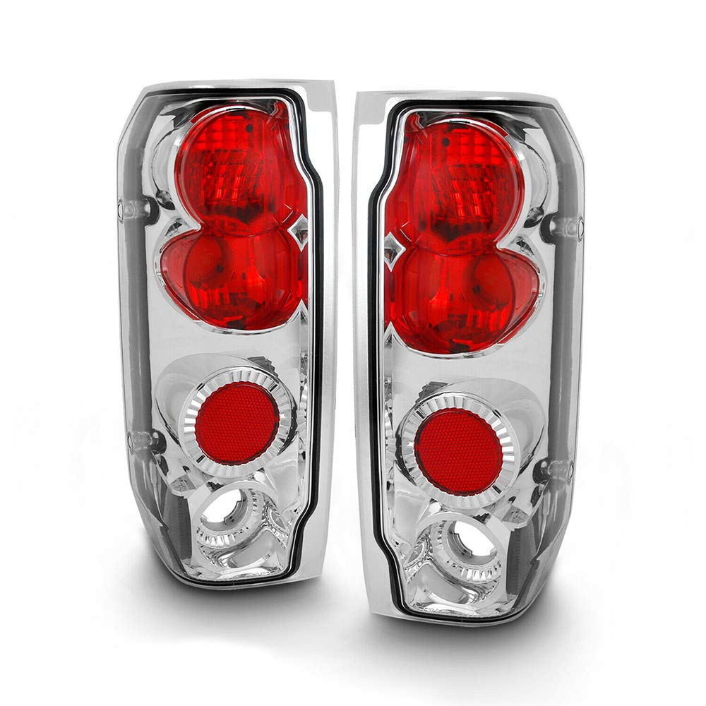 Aftermarket Tail Lights Assembly Pair - Chrome Clear Tail Lamps (FF15089-C) | Compatible with Multiple Car Models | Perfect for Night Driving & Enhanced Vehicle Style