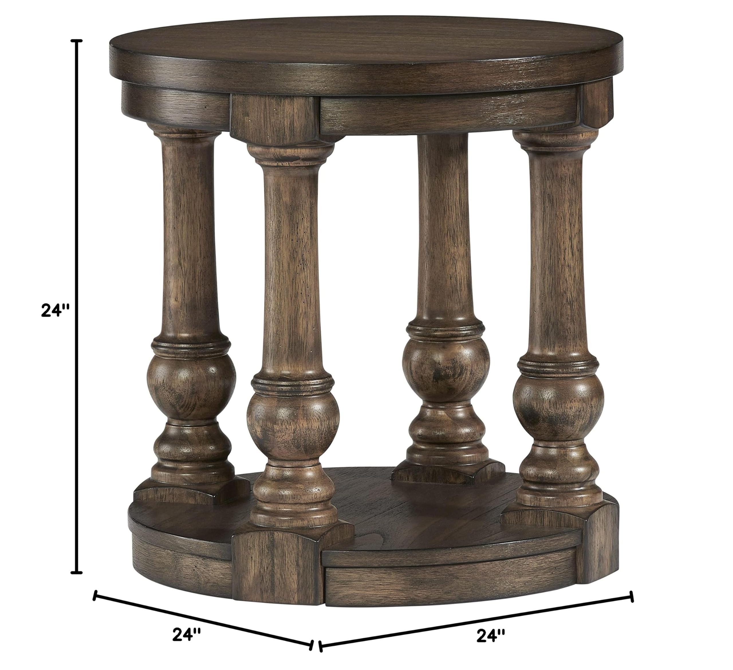 Progressive Wynton Round End Table in Cognac - Stylish Wooden Side Table for Living Room, Bedroom & Office - Perfect for Coffee, Books & Decor