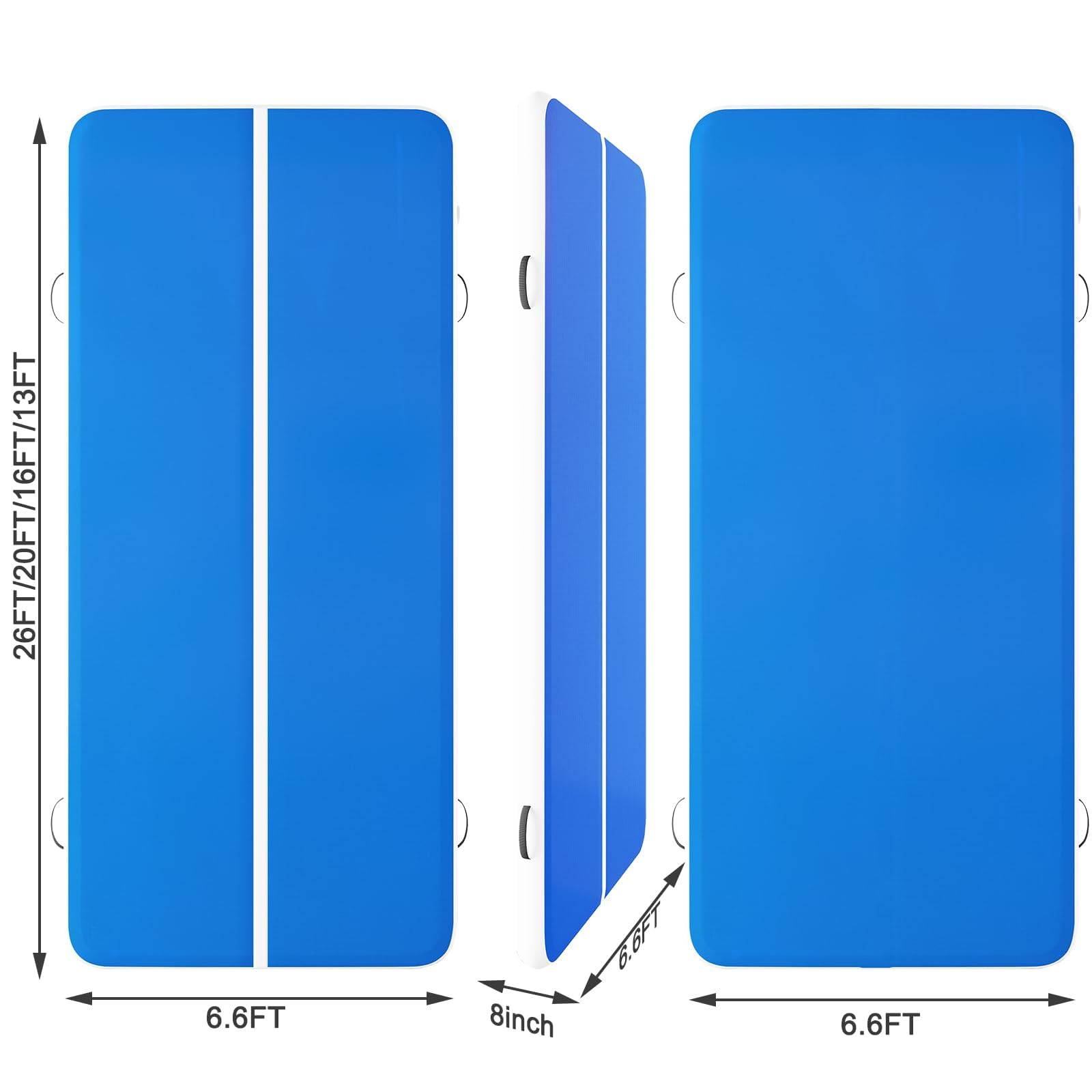 8-Inch Thick Inflatable Tumbling Track Mat for Gymnastics - 13ft/16ft/20ft/26ft x 6.6ft Air Mat with Electric Pump | Perfect for Home Training, Gymnastics Practice & Tumbling Exercises