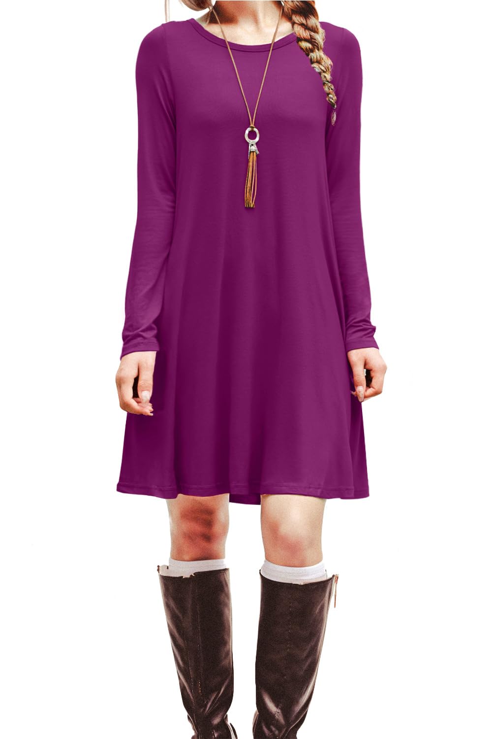 HiMONE Women's Long Sleeve Casual Black T-Shirt Dress - Perfect for Everyday Wear, Office & Date Night Outfits