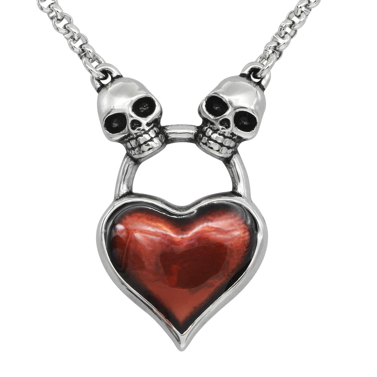 Controse Skull Heart Necklace - Gothic Jewelry for Women, Sterling Silver Pendant with Black Enamel - Perfect for Valentine's Day, Halloween & Alternative Fashion