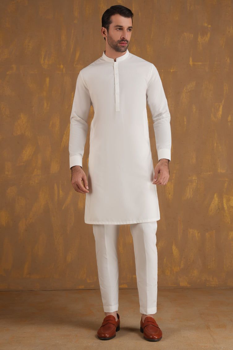 Premium Blended White Unstitched Suit by J. Junaid Jamshed - Perfect for Weddings, Festivals & Formal Occasions