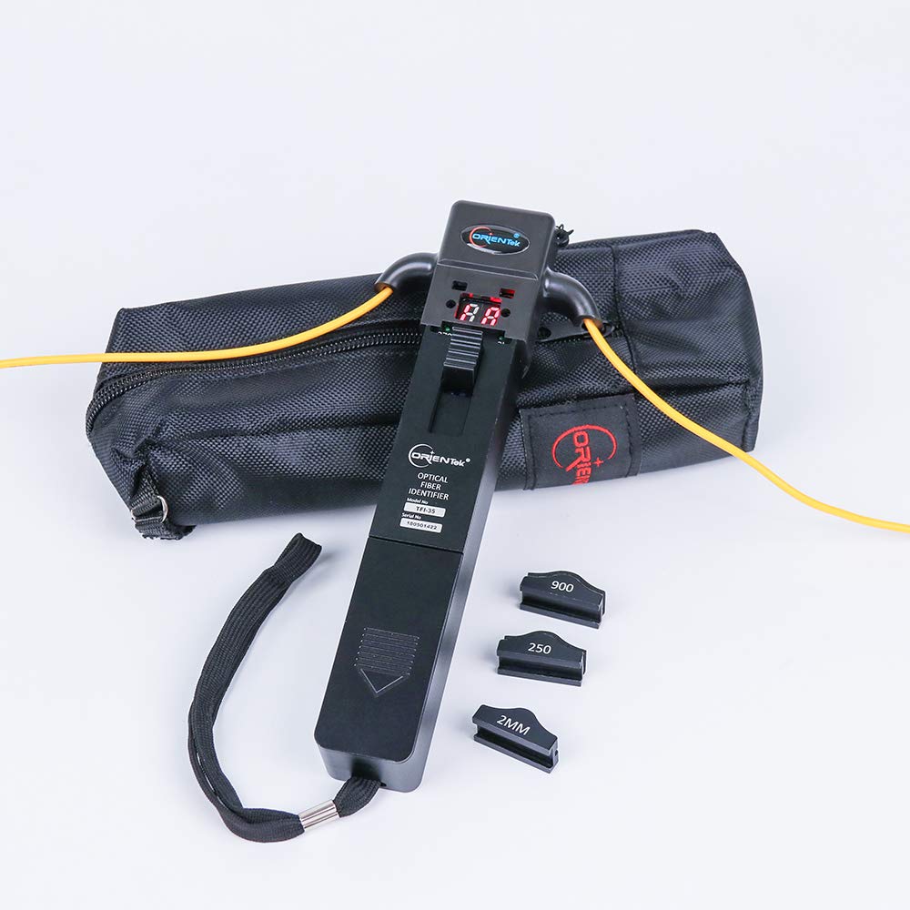 ORIENTEK TFI-35 Optical Fiber Identifier with 4 Adapters - Live Fiber Detector & Traffic Identifier for Telecom Technicians (Ideal for Network Maintenance, Fiber Optic Testing & Cable Installation)