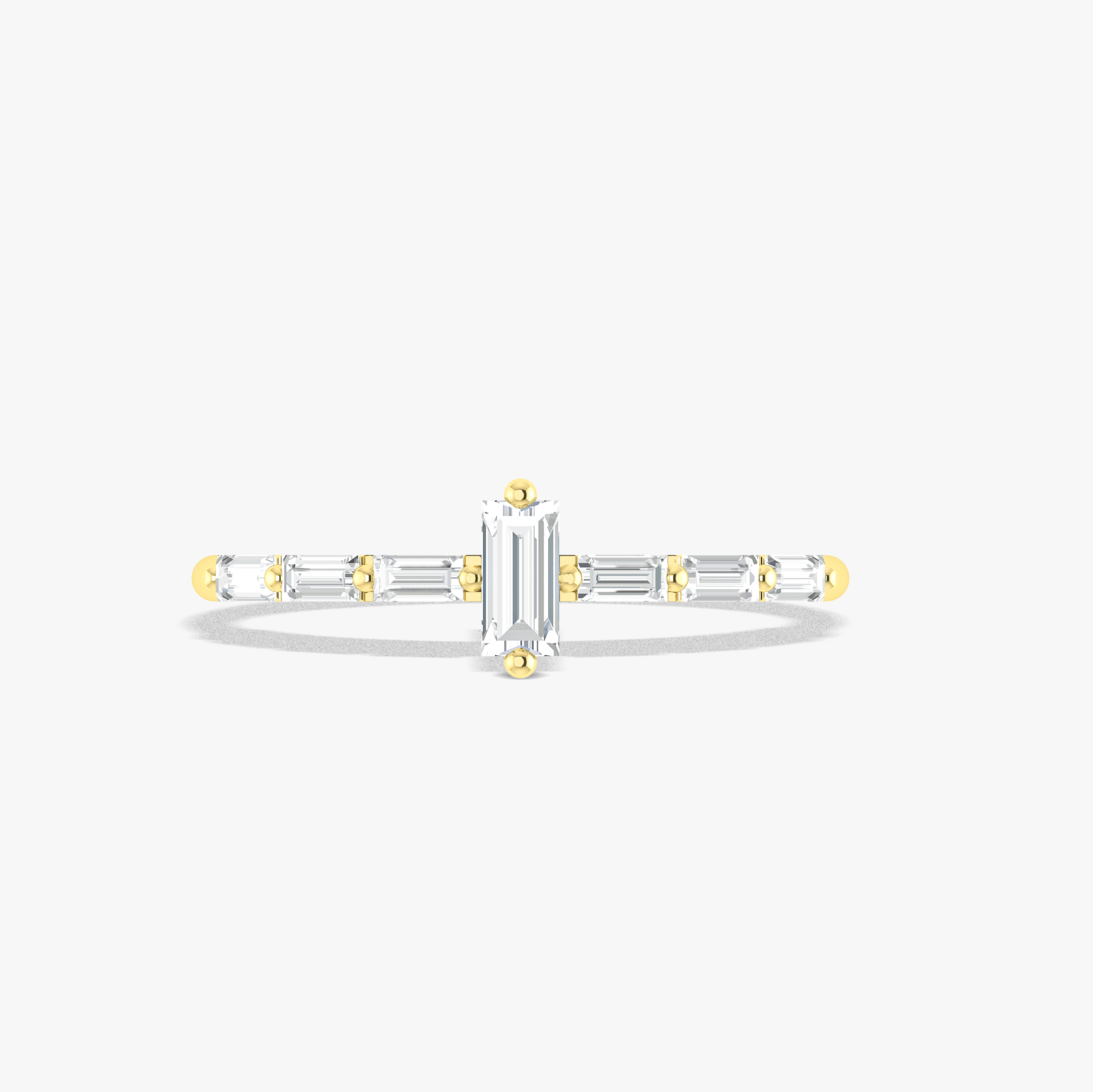 Elegant 7 Zircon Baguette Ring in Prong Setting - Perfect for Weddings, Anniversaries & Special Occasions