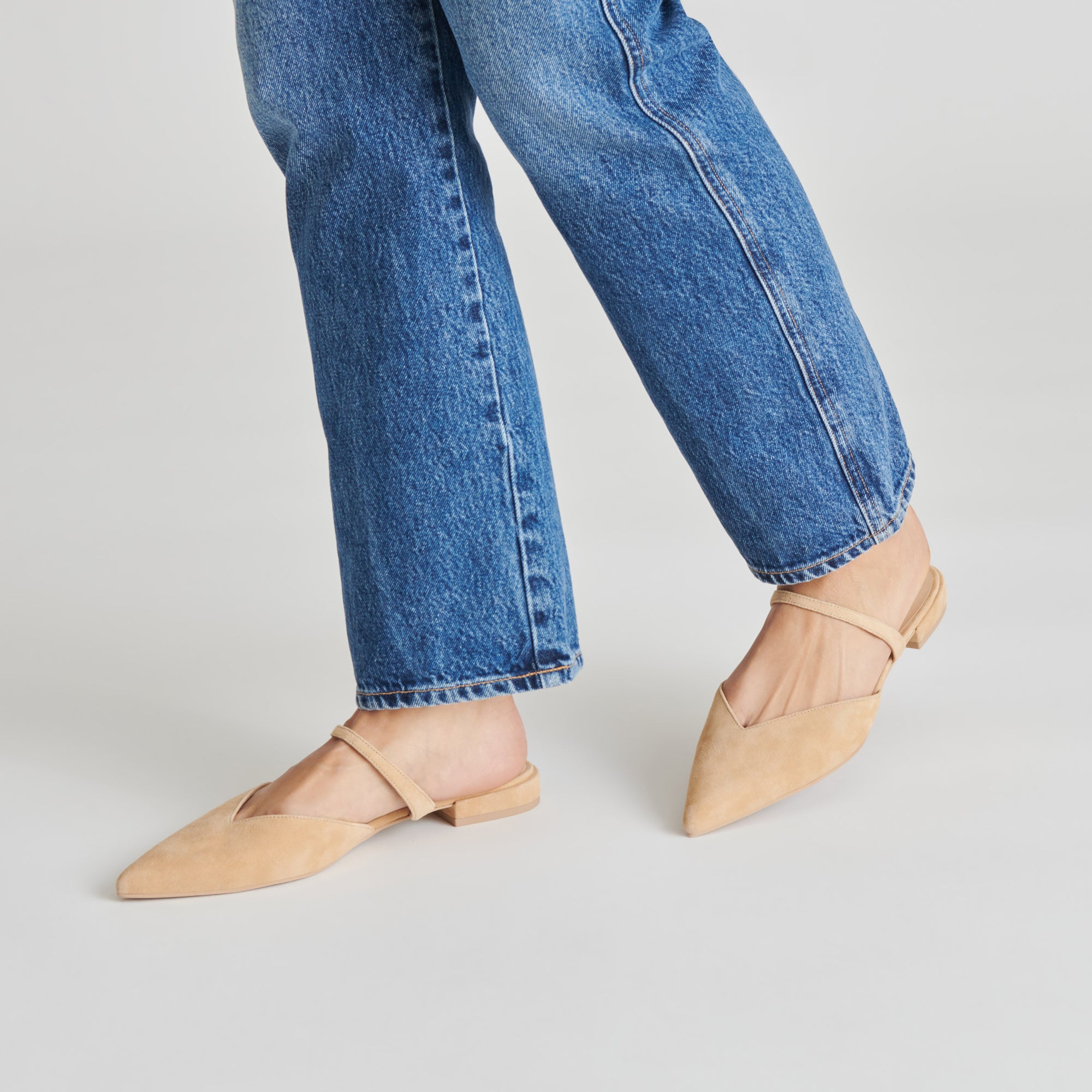 KANIKA Women's Tan Suede Flats - Comfortable Casual Shoes for Work, Office, and Everyday Wear
