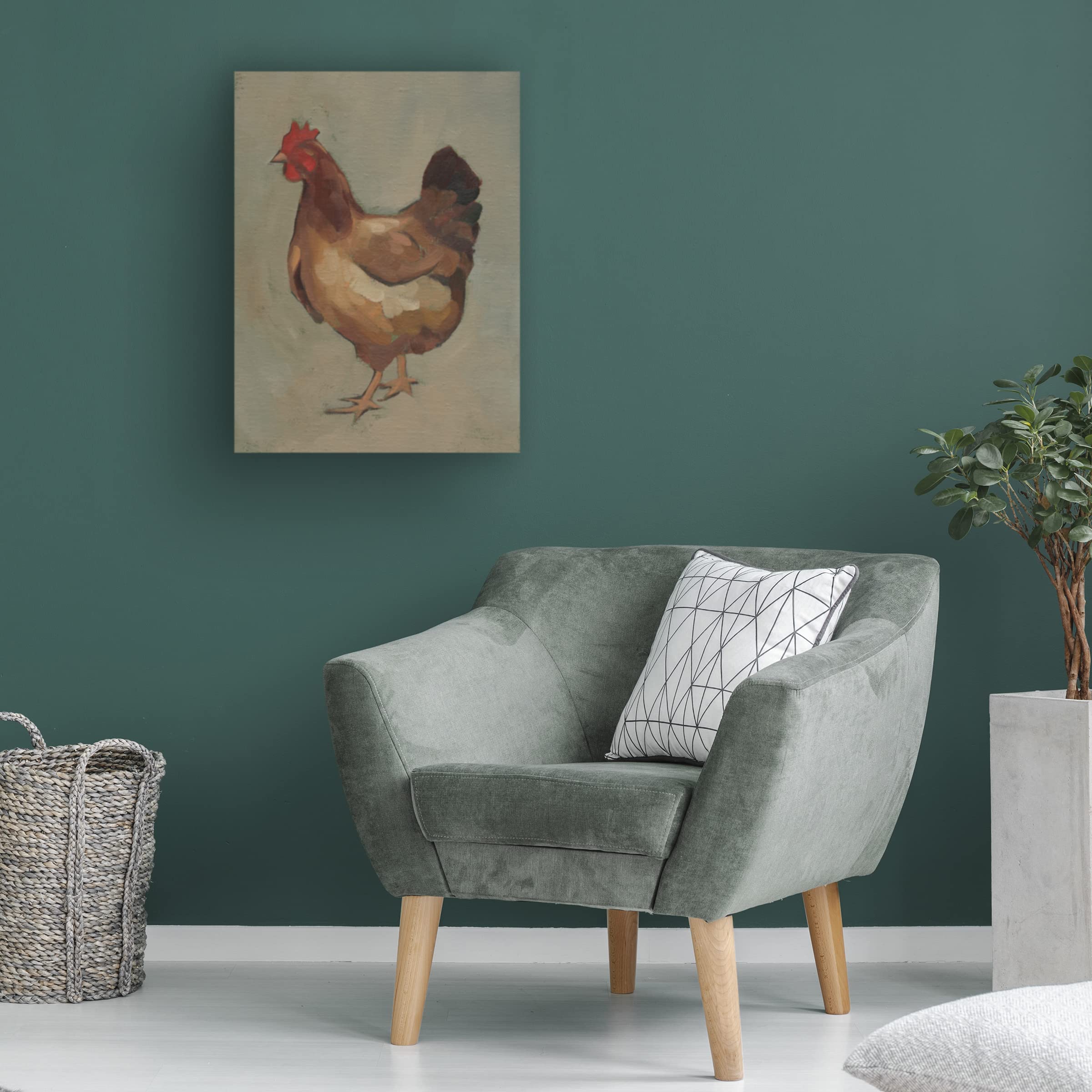 Trademark Fine Art 'Egg Hen II' Canvas Art by Jacob Green - Farmhouse Decor, Kitchen Wall Art, Unique Home Decor for Living Room & Dining Room