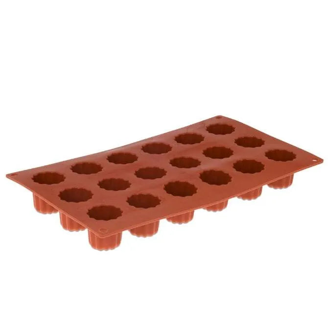 Non-Stick 18-Cavity Mini Cannele Silicone Baking Mold - Perfect for French Pastries, Madeleines, and Mini Cakes - Ideal for Home Bakers and Professional Chefs