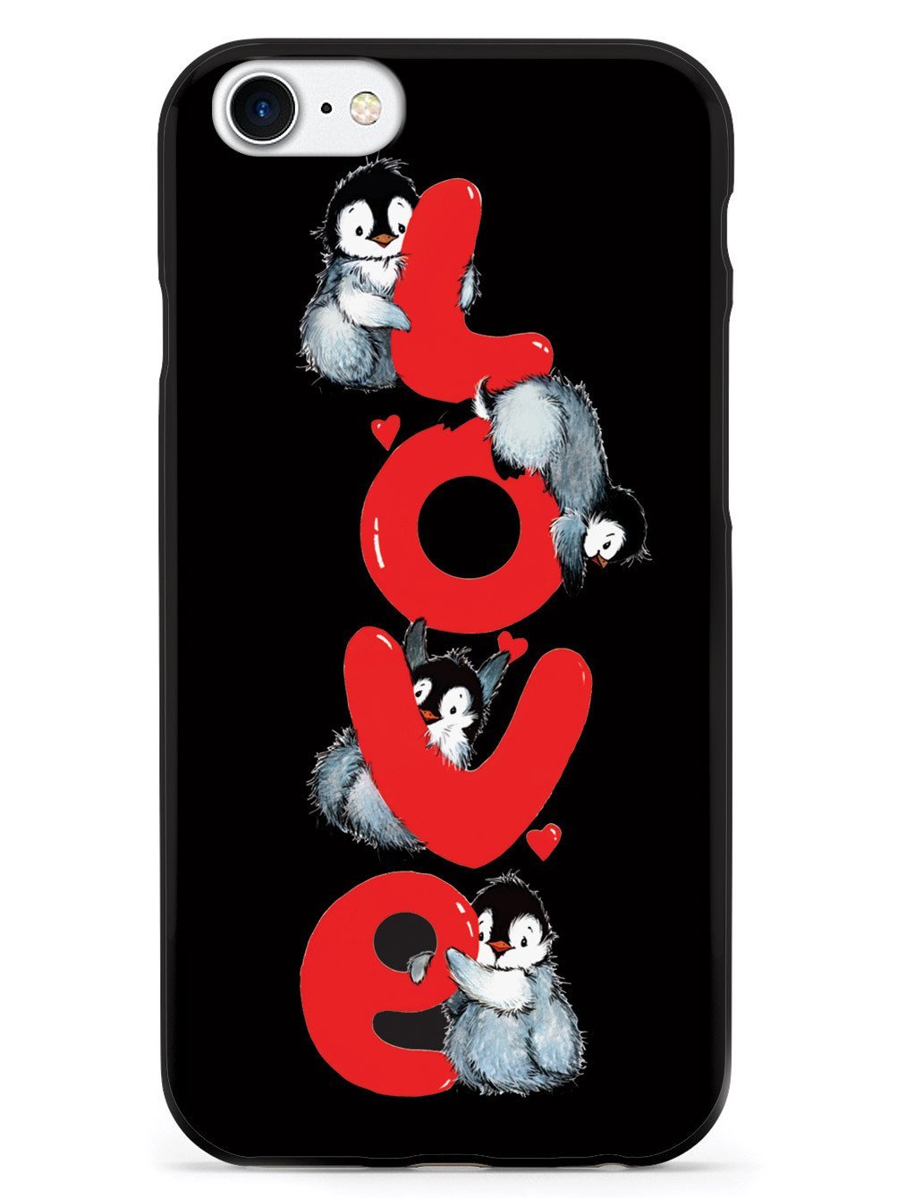 Premium 3D Textured Protective Phone Case for Apple iPhone SE (2020/2022) - Cute Penguin Love Design - Shockproof Slim Fit Cover - Perfect for Everyday Use & Gift Giving