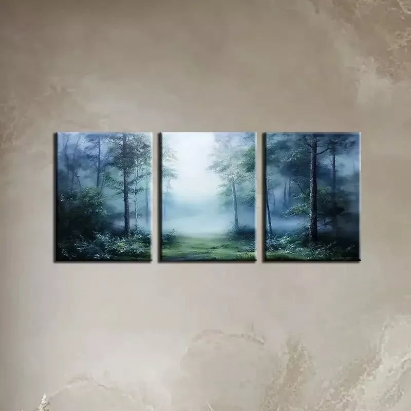 3-Piece Fragrant Dark Misty Forest Art Set - Framed Canvas Wall Decor 50x70cm (20x28in) | High Quality Print | Australian Made | Ready to Hang | Perfect for Living Room, Bedroom & Office Decor