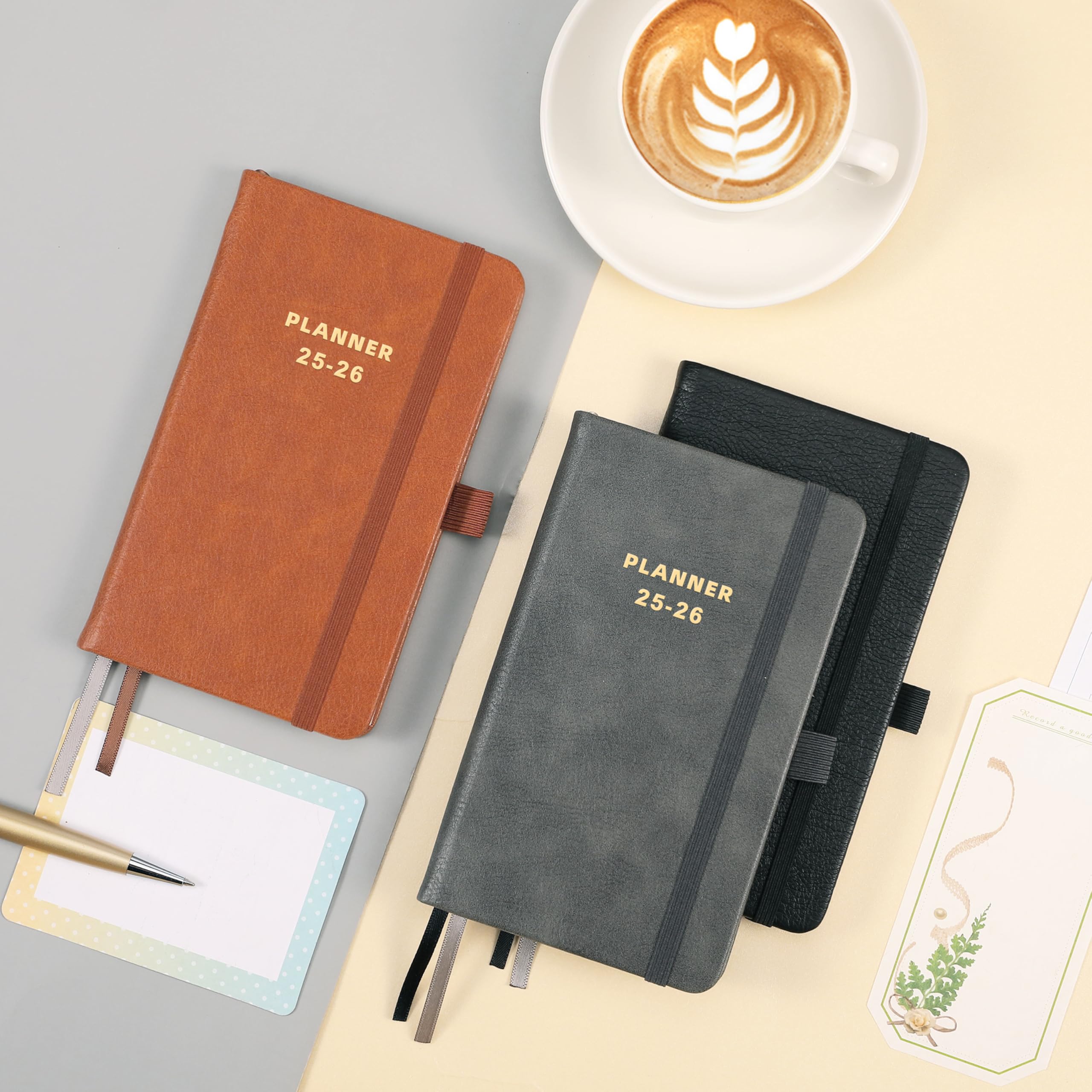 2025-2026 Leather Pocket Planner - July 2025 to June 2026 Weekly & Monthly Calendar for Purse (6.4