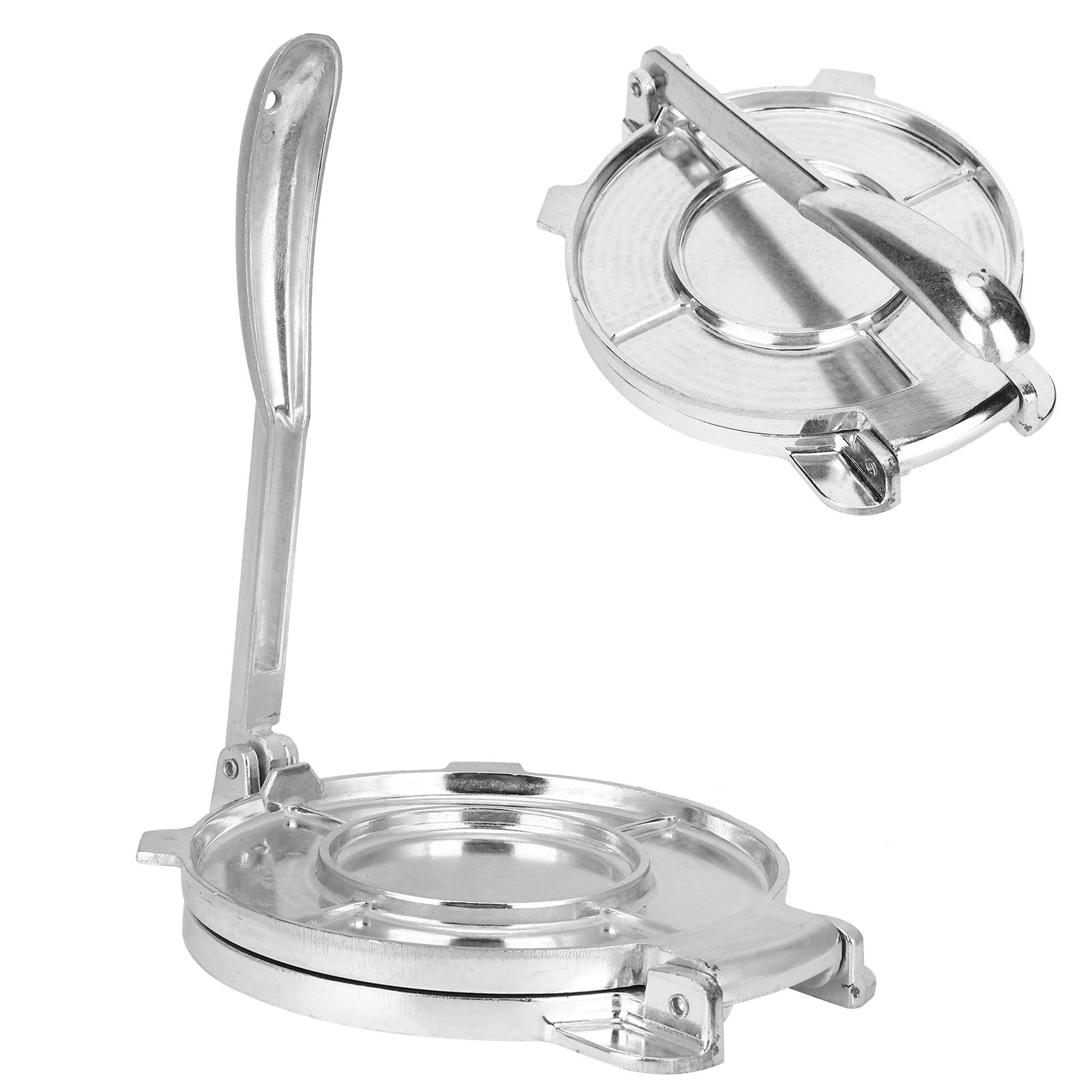 Qiilu Silver Aluminum Alloy Tortilla Press - Foldable DIY Dough Press Maker for Homemade Tortillas, Pastries & Flatbreads | Perfect Kitchen Tool for Mexican Cooking, Baking & Meal Prep