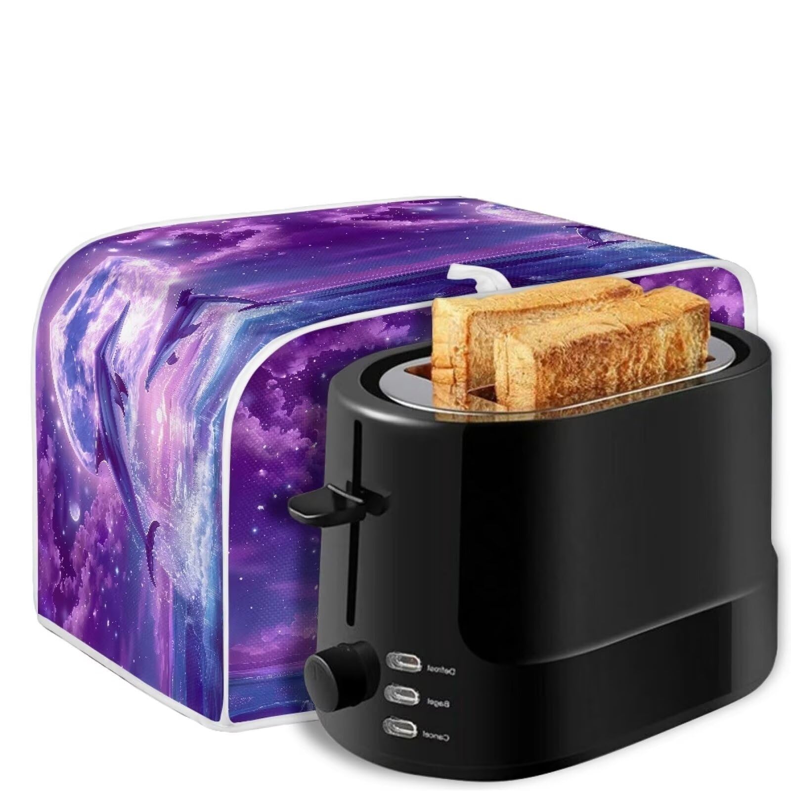 Dolphin Moon Printed Toaster Cover - Dustproof & Fingerprint Resistant Kitchen Appliance Protector for Toaster Ovens & Microwaves - Cute Kitchen Decor Accessory for Home & Office Use