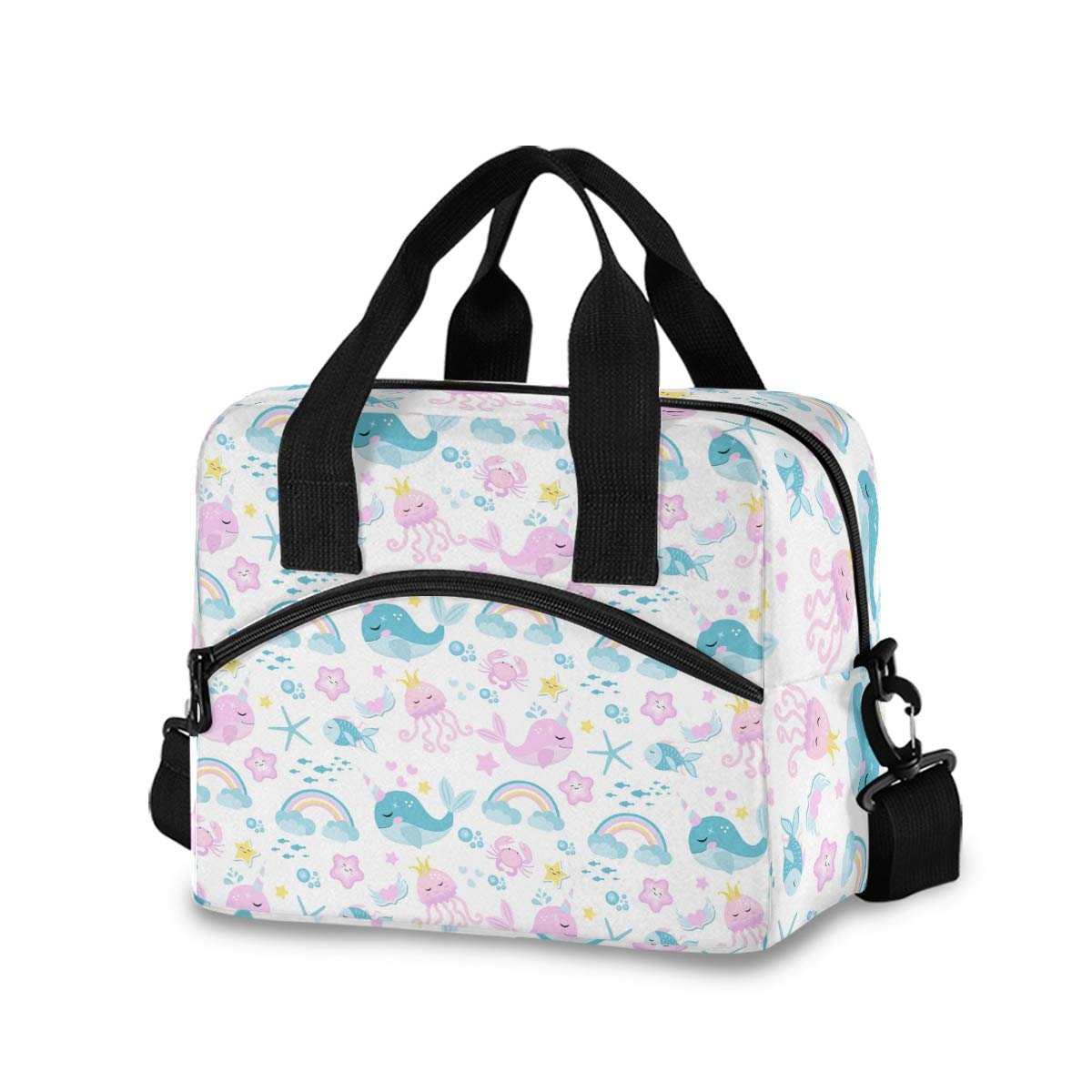 Leakproof Insulated Lunch Bag for Women - Narwhal Design Lunch Box & Cooler Tote for Work, School, Picnics & Outdoor Activities (907k)