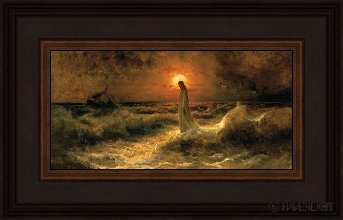 Christ Walking On The Water - Religious Wall Art Decor for Home, Church & Office - Inspirational Christian Painting for Faith-Based Interiors