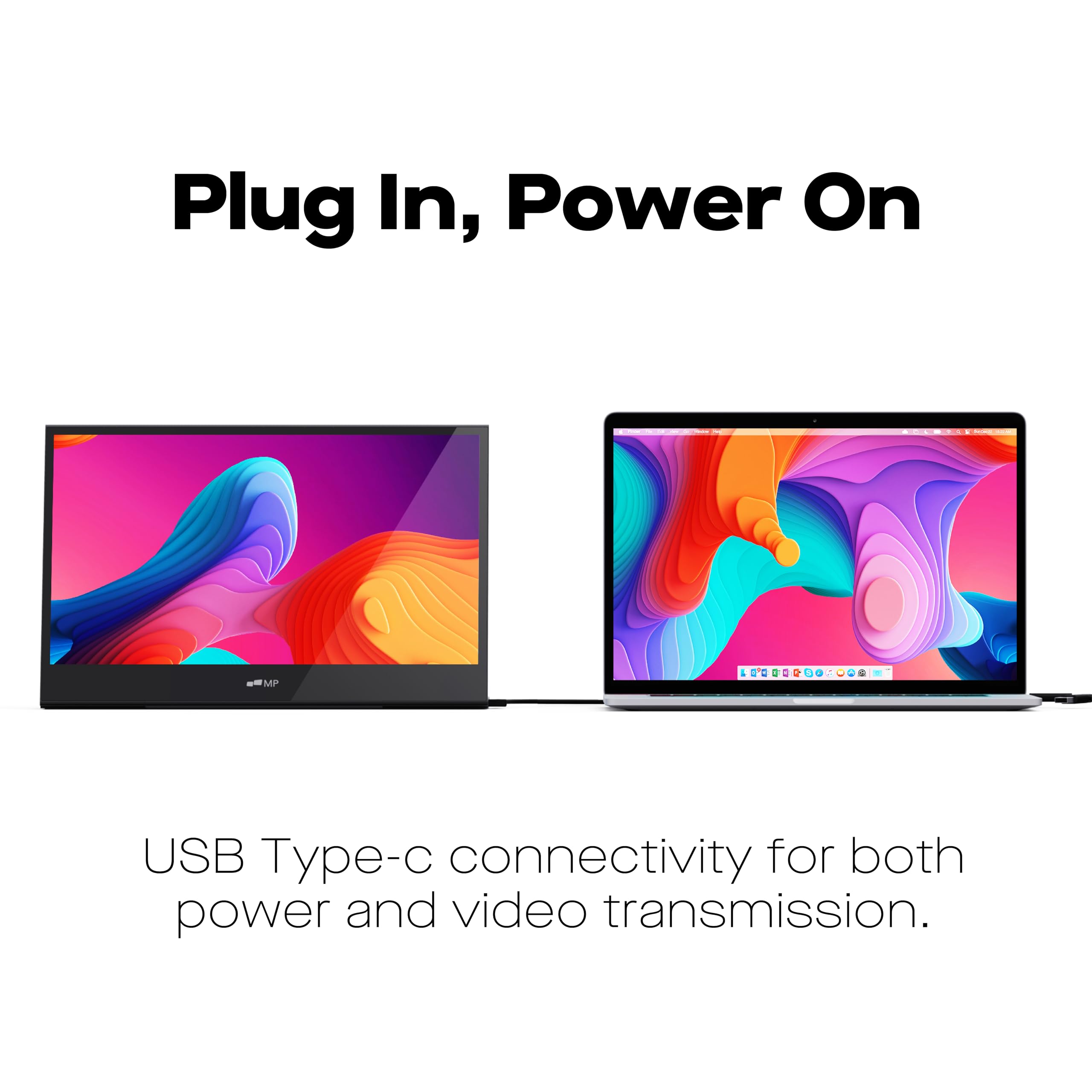 16 Inch 1080P FHD Portable Monitor - MP Mobile Pixels Glance Laptop Screen Extender with USB-C/HDMI, Dual Speakers for MacOS/Windows/DeX | Perfect for Remote Work, Gaming & Travel