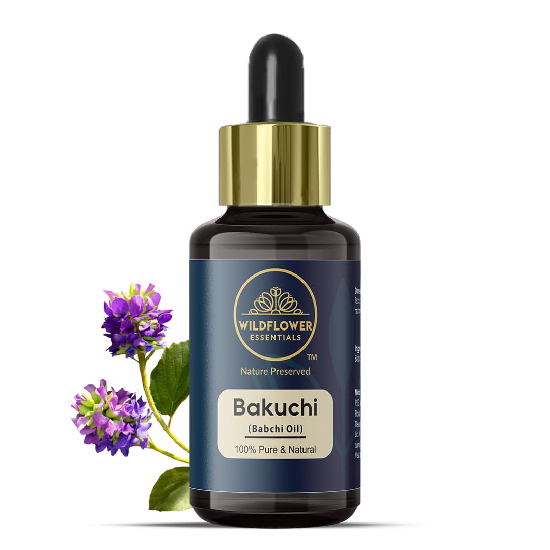 Pure Cold Pressed Wildflower Bakuchi Oil (Babchi) 30ml - 100% Natural for Skin & Hair Care with Glass Dropper - Perfect for Dry Skin Treatment, Hair Growth & Aromatherapy