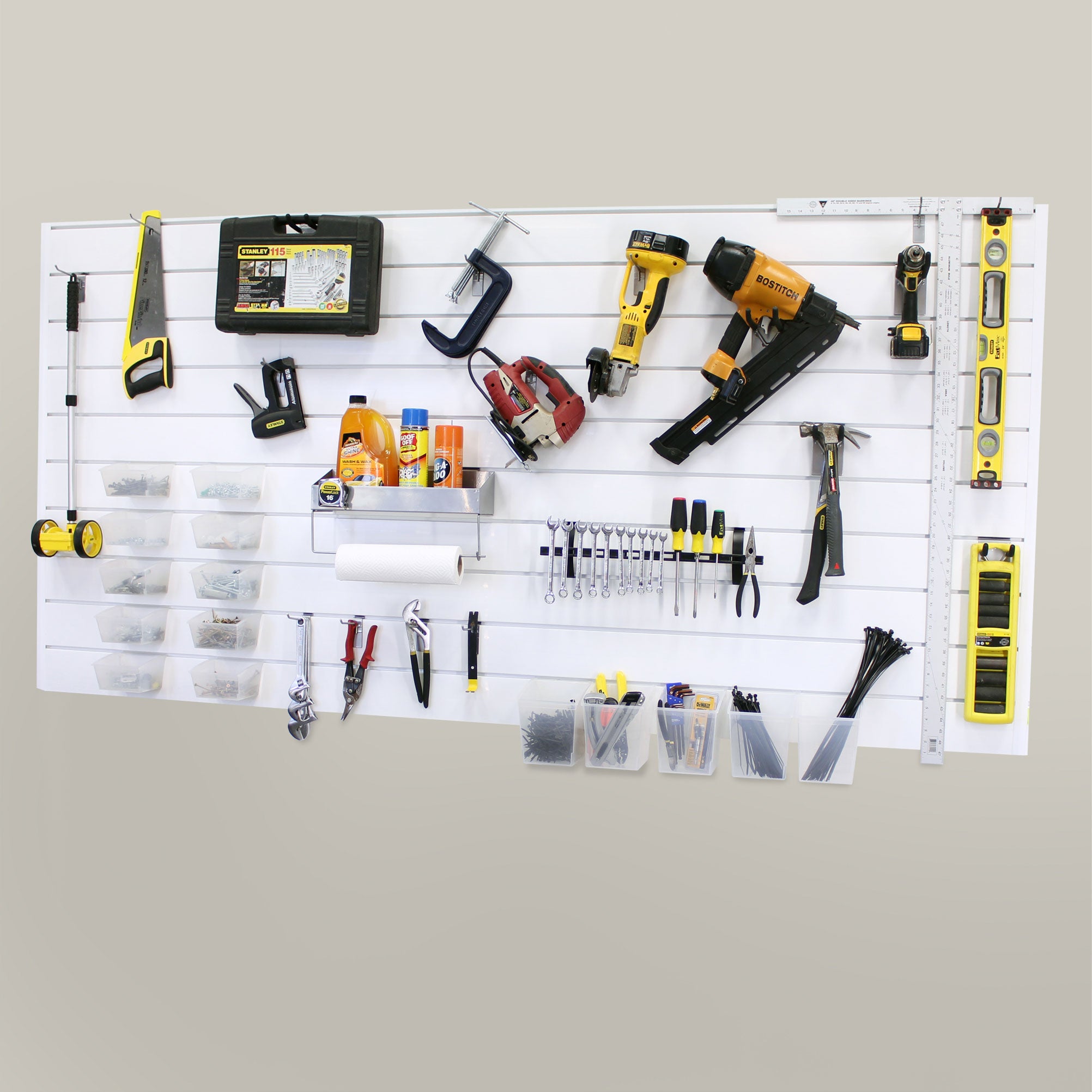 PVC Slatwall Handyman Bundle - Durable Wall Panel System for Retail Displays & Garage Organization - Perfect for Store Shelving, Tool Storage & Home Decor