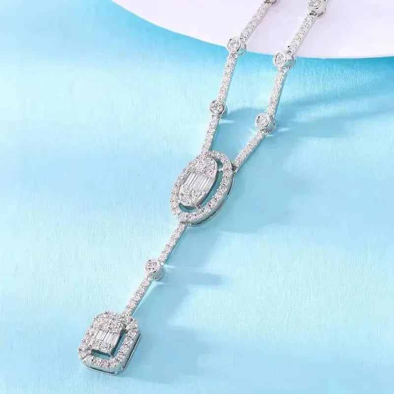 18K White Gold Natural Diamond Pendant Necklace for Women - Elegant Fine Jewelry for Engagement, Wedding & Party | Perfect Gift for Her