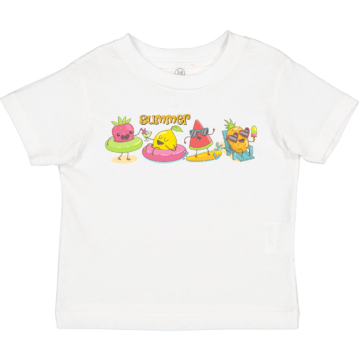 Inktastic Kawaii Summer Fruit Toddler T-Shirt - Cute Cartoon Fruit Print Cotton Tee for Baby Boys & Girls - Perfect for Playdates, Beach Outings & Summer Vacations