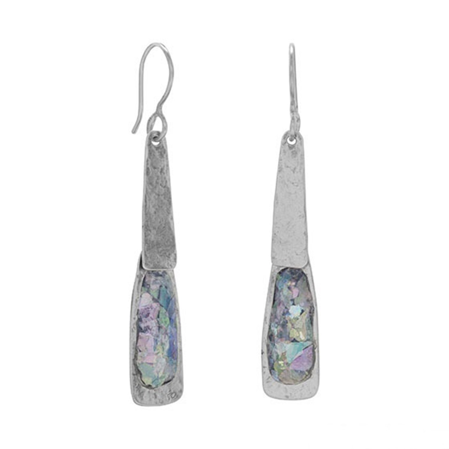 Ancient Roman Glass Earrings - Antiqued Sterling Silver Jewelry for Women | Vintage Style Dangle Earrings for Weddings, Parties & Special Occasions
