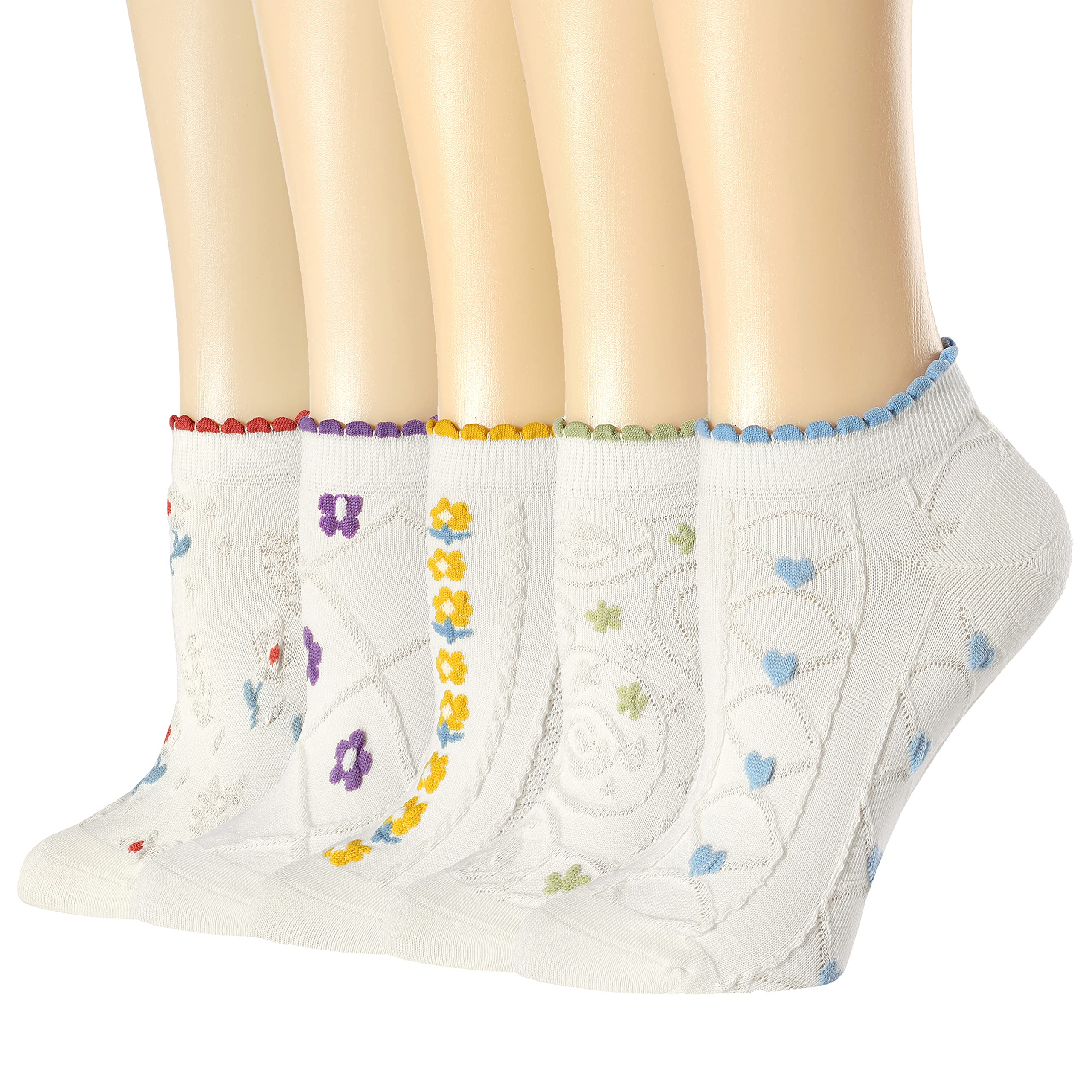 ALBAGU Women's Cotton Crew Socks 5-Pack - Casual Cute Socks for Daily Wear