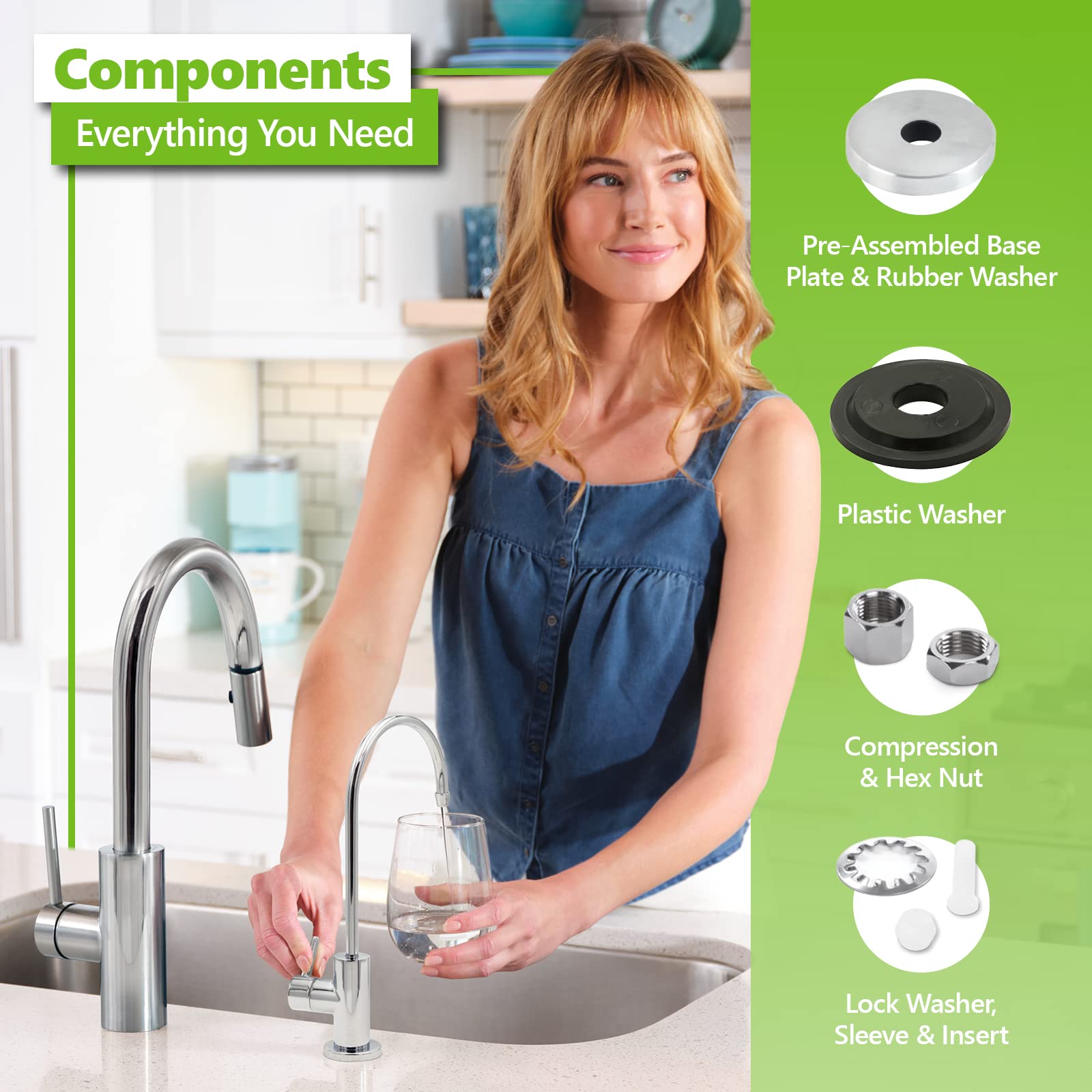 Express Water Modern Chrome Water Filter Faucet - Reverse Osmosis Drinking Water Filtration System - Kitchen Sink & Beverage Faucet for Clean, Safe Water - Perfect for Home, Office, and RV Use