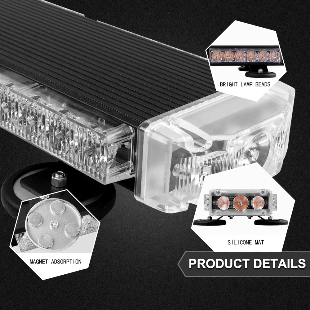 Magnetic LED Strobe Light Bar - High Visibility Emergency Warning Lights for Work Trucks & Vehicles | Perfect for Roadside Safety, Construction Zones & Emergency Scenarios