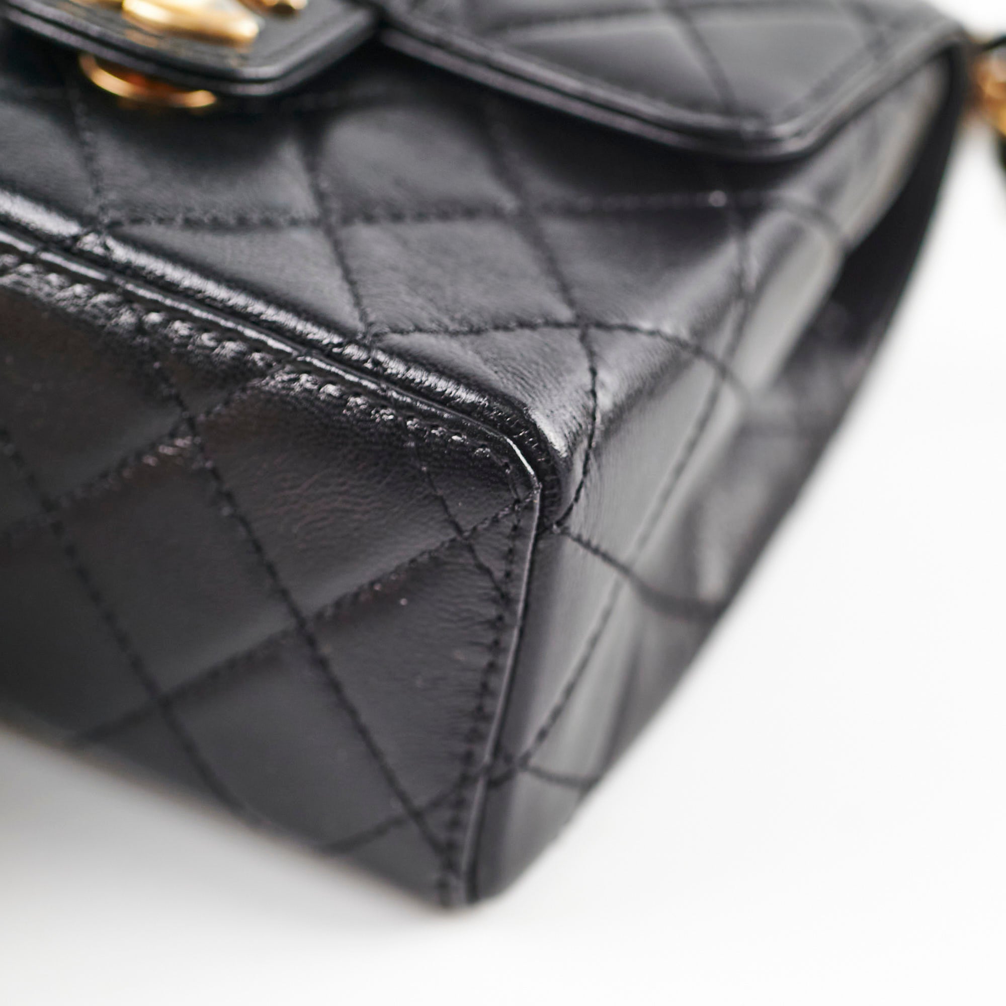 Chanel 2022 Seasonal Square Black Goat Skin Bag with Microchip - Luxury Designer Handbag for Women, Perfect for Evening Parties & Special Occasions