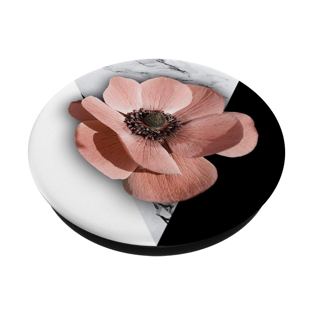 Pink Flower Grip Floral Design Black White Marbled Handle for Home Decor, Gift Wrapping, and Craft Projects