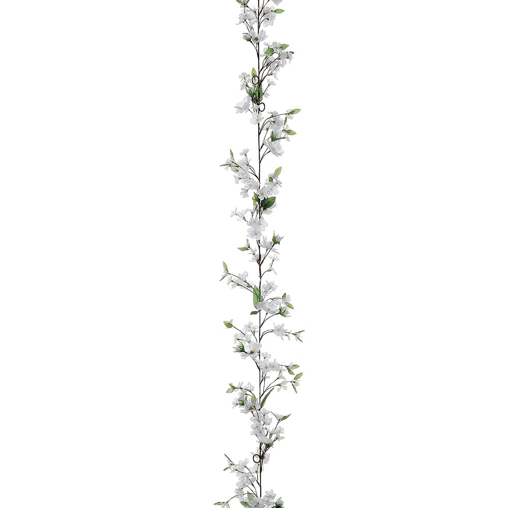 12 Pack 6 Feet Cherry Blossom Garland Cream - Artificial Silk Flower Decor for Wedding, Baby Shower, Spring Party & Home Decoration