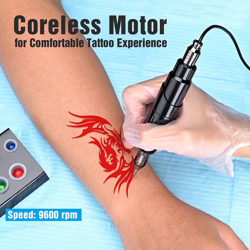 Professional Tattoo Pen with RAC Power Cord - Permanent Makeup & Body Art Machine for Artists - Perfect for Eyebrow, Eyeliner & Tattoo Studio Use