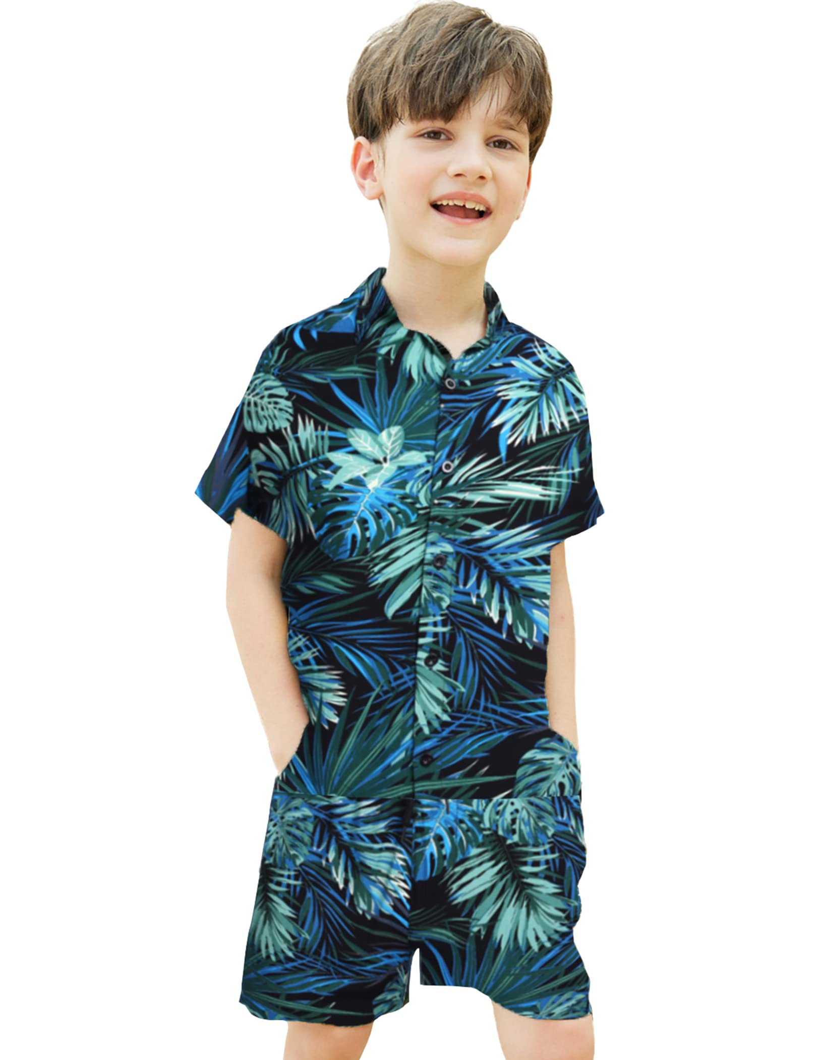 COOFANDY Family Matching Hawaiian Shirt & Shorts Set for Men, Women & Kids - Tropical Floral Beach Vacation Outfits for Family Photos, Summer Parties & Hawaiian Theme Events