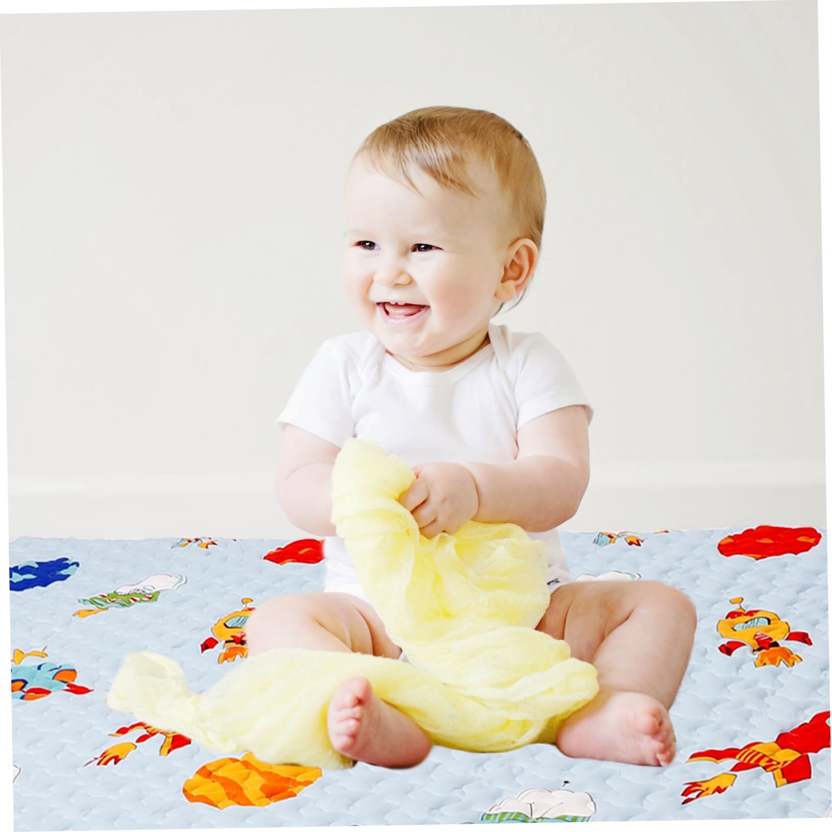 GLSTOY Baby Play Mat - 100x130cm Soft Cotton Crawling Mat for Infants & Toddlers | Non-Slip Playpen Mat for Nursery, Living Room & Daycare (Blue)