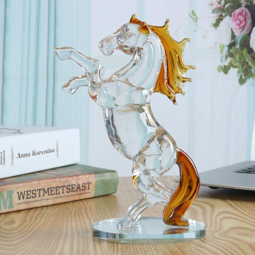 Premium Crystal Glass Horse Figurine Collection - Elegant Animal Paperweight, Home & Office Desk Decor, Unique Gift for Kids Birthday, Wedding, Housewarming (Perfect for Home Decor, Office Desk, Gift Giving)